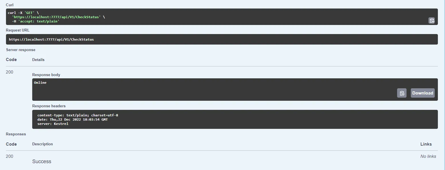 CheckStatus call returning Online