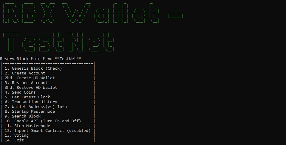 The CLI started on testnet